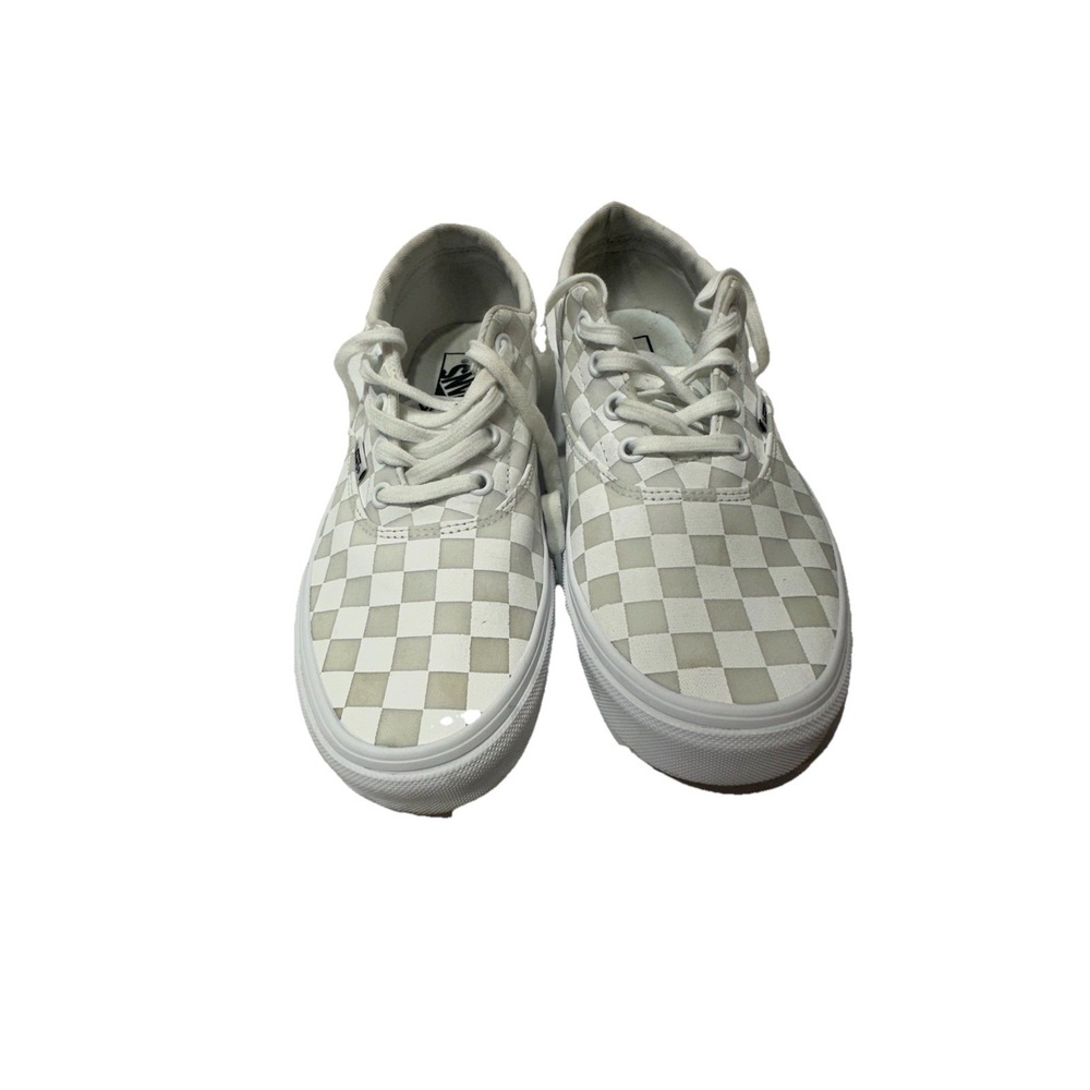 VANS Women's Size 9 White Gray Checkerboard Canvas Lace Up Low Top Sneaker